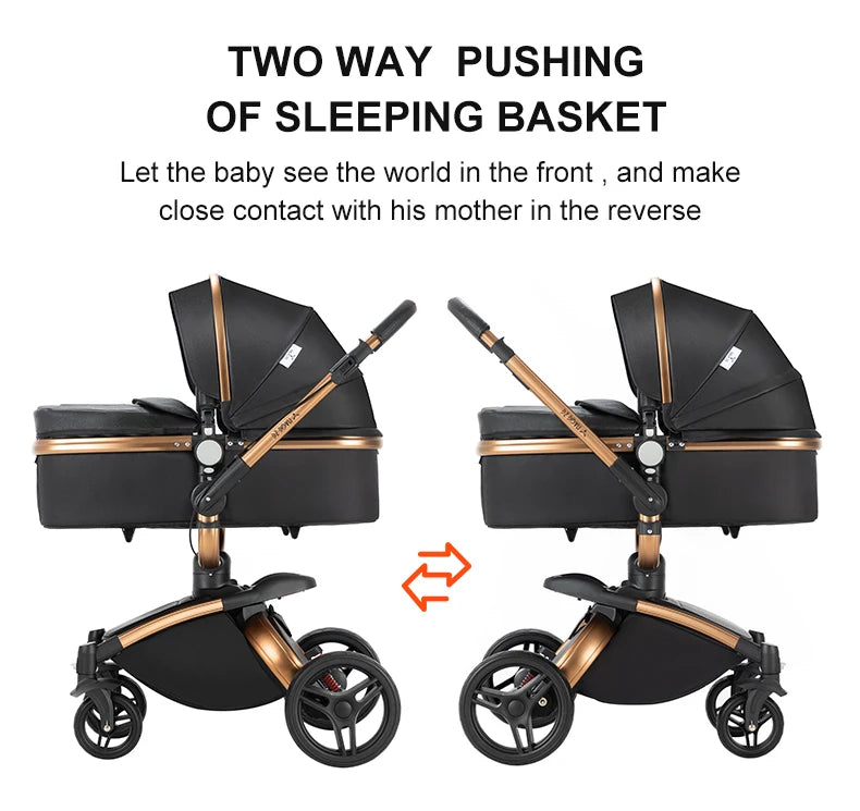 360° Rotating Baby Stroller with Premium PU Seat, Lightweight 3-in-1 Travel System One-Hand Fold & Adjustable Canopy for Newborn