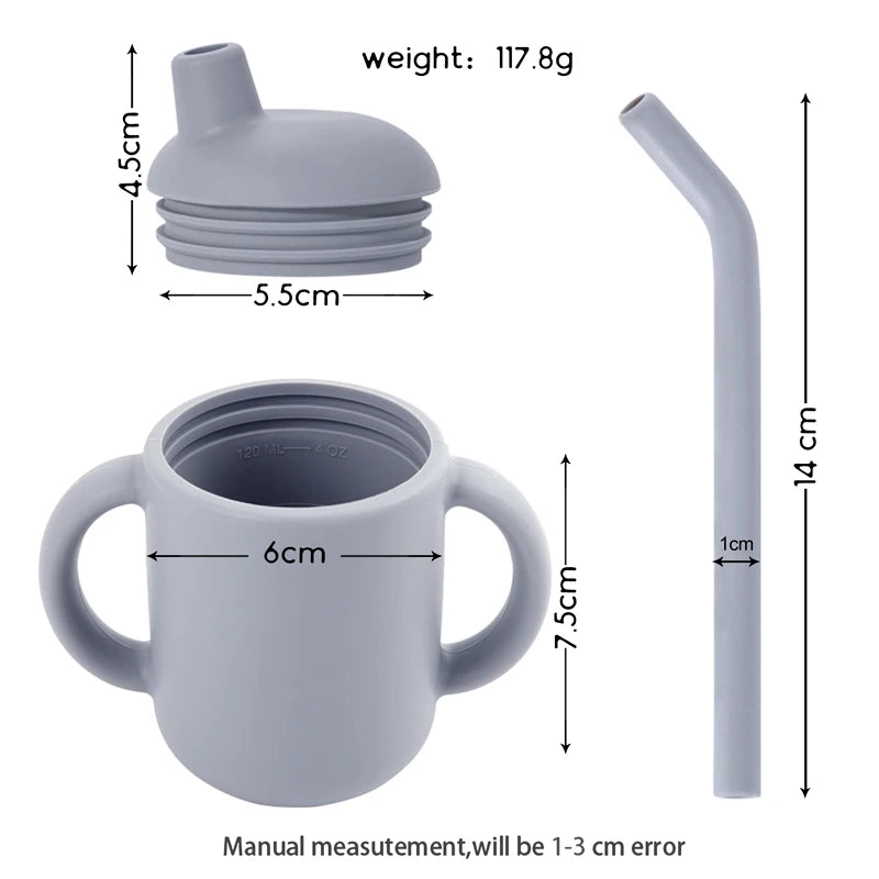 New cartoon 120ML Baby Silicone Sippy Cup BPA-Free Portable Storage Snack Container Feeding Cup  Leakproof trainer cup