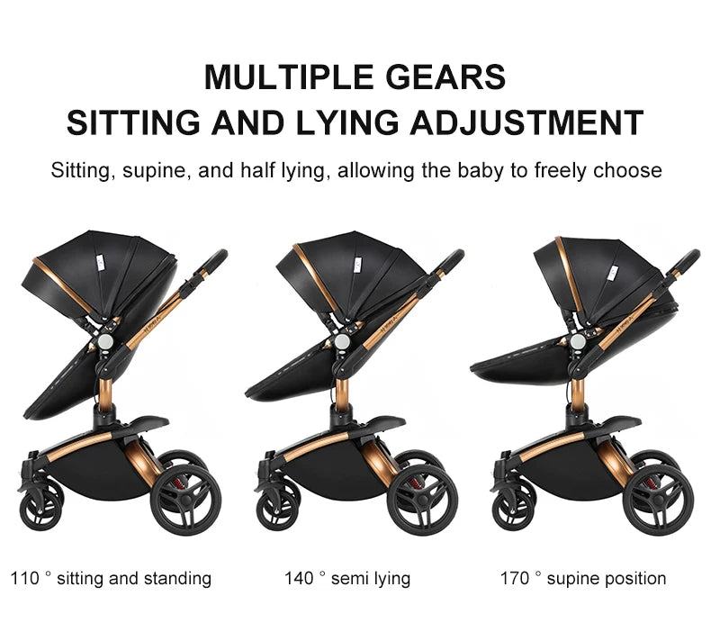 360° Rotating Baby Stroller with Premium PU Seat, Lightweight 3-in-1 Travel System One-Hand Fold & Adjustable Canopy for Newborn
