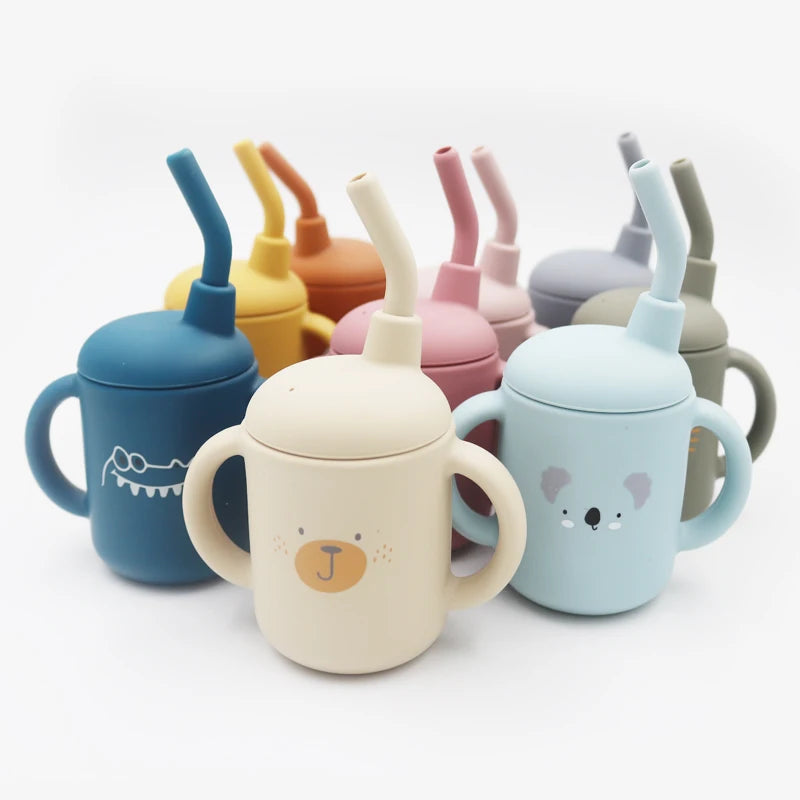 New cartoon 120ML Baby Silicone Sippy Cup BPA-Free Portable Storage Snack Container Feeding Cup  Leakproof trainer cup