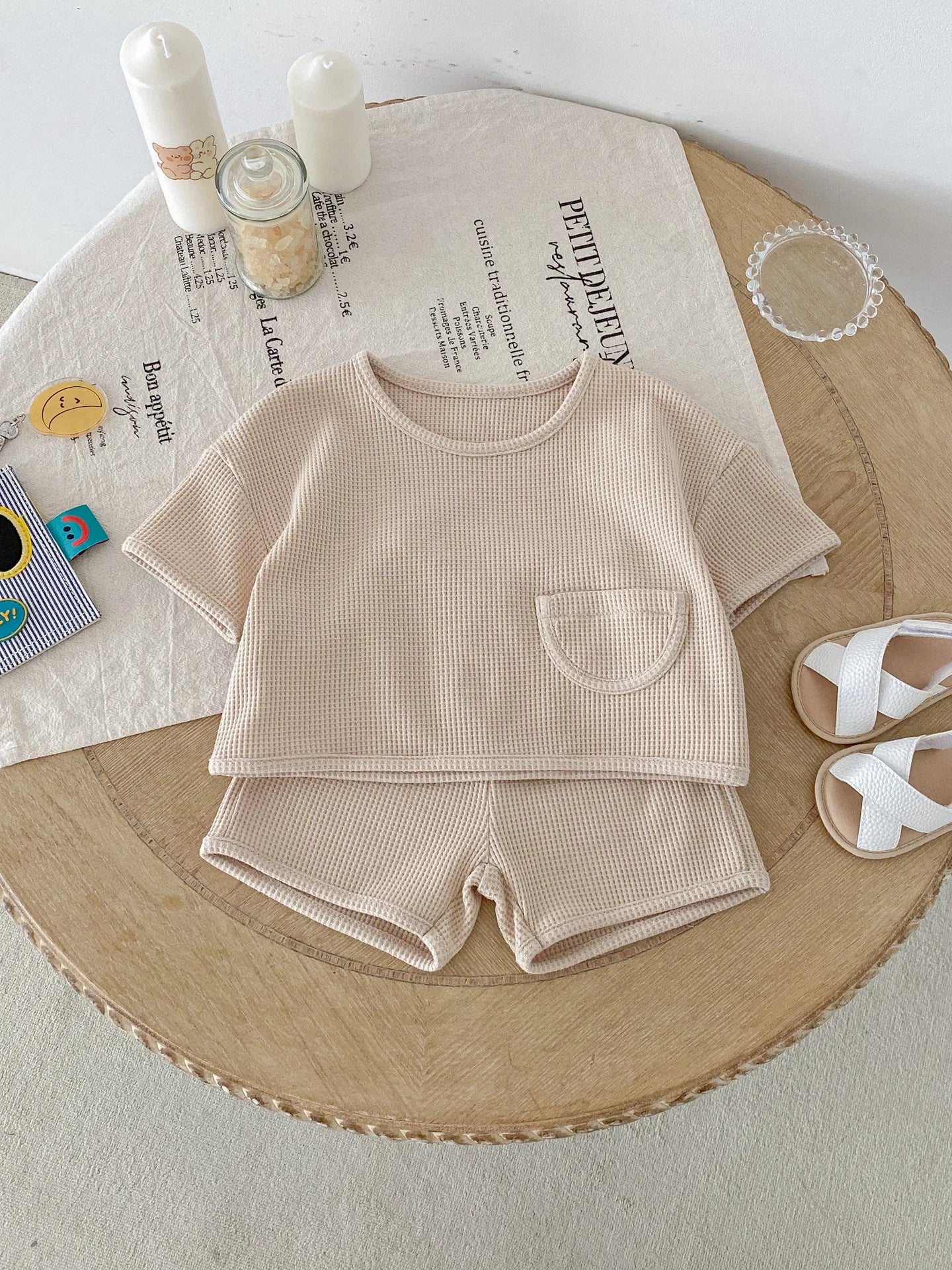 2025 Summer New Baby Short Sleeve Clothes Set Infant Boy T Shirts + Shorts 2pcs Suit Solid Simple Toddler Girl Casual Outfits