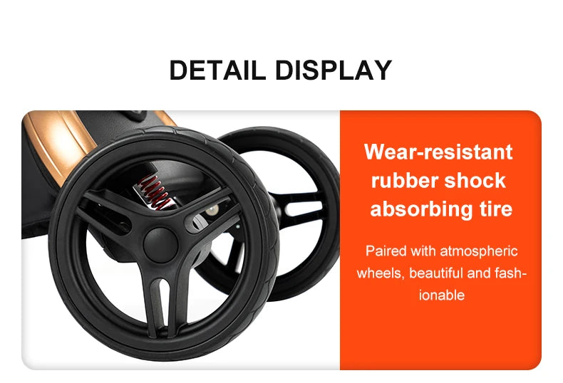 360° Rotating Baby Stroller with Premium PU Seat, Lightweight 3-in-1 Travel System One-Hand Fold & Adjustable Canopy for Newborn