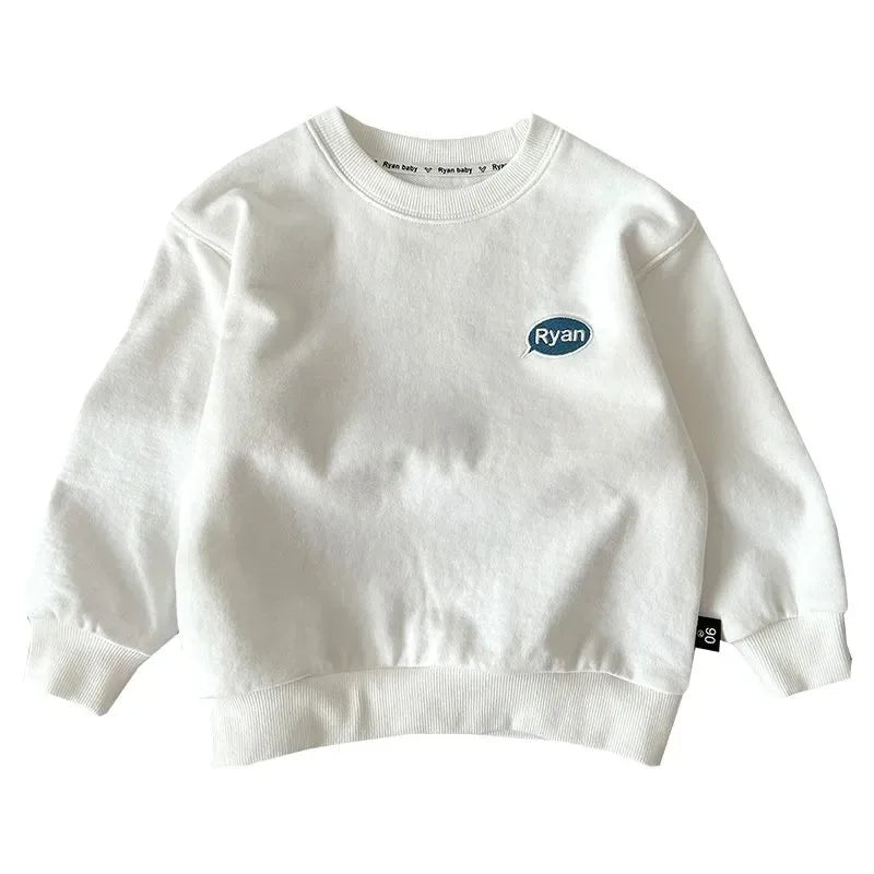Spring Autumn Children Boys Sweatshirt Korean Pure Cotton Cartoon 1-6Y Boys Tops Loose Fleece Warm  Infant Baby Boys Undershirts