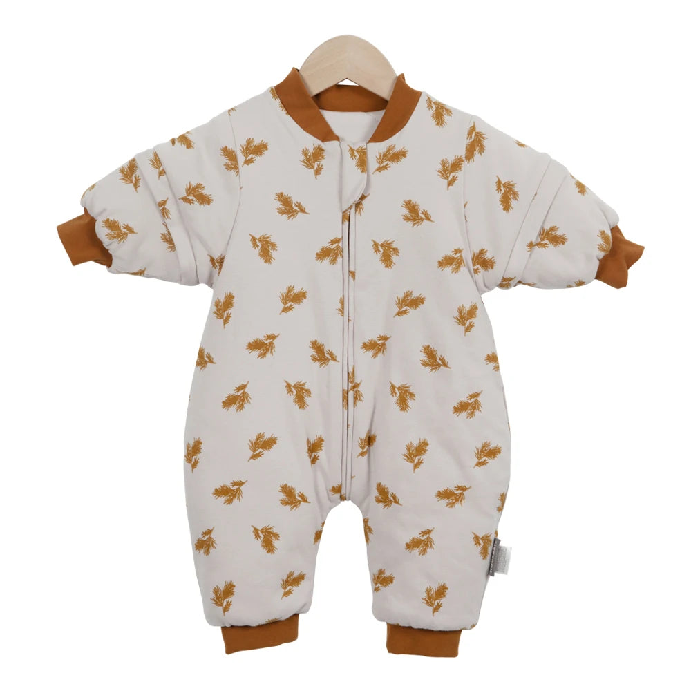 Baby Sleeping Bag Removable Sleeves Winter Warm Kids Sleepwear Baby Pajamas 3-Ways Zipper 100% Cotton Baby Sleepsack 2.5Tog
