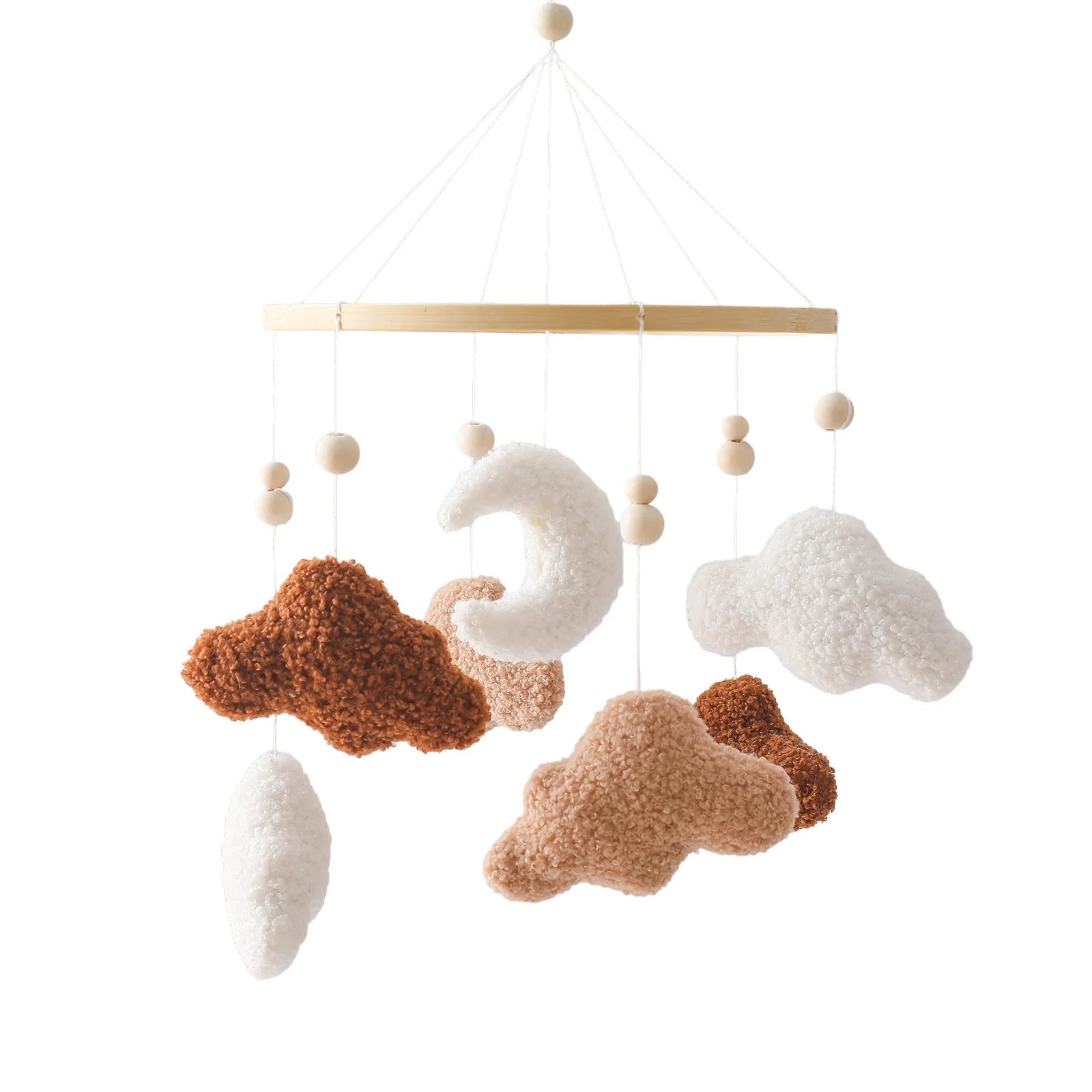 Baby Crib Mobile Wooden Rattle Toy Bed Bell Mobile Hanging Teddy Velvet Bear Doll Toy Newborn Music Box Crib Mobile Bracket Gift
