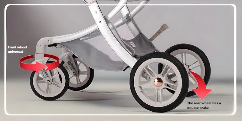 New Egg-shell 3-in-1 Baby Stroller Foldable High-view Baby Stroller with Car Seat Sitting and Lying Baby Stroller Two-way