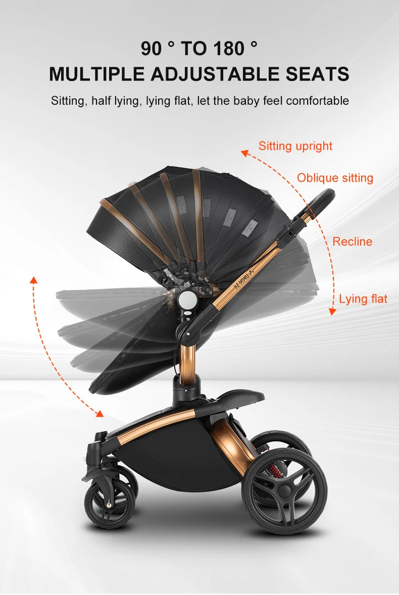 360° Rotating Baby Stroller with Premium PU Seat, Lightweight 3-in-1 Travel System One-Hand Fold & Adjustable Canopy for Newborn