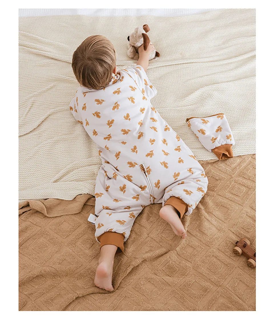 Baby Sleeping Bag Removable Sleeves Winter Warm Kids Sleepwear Baby Pajamas 3-Ways Zipper 100% Cotton Baby Sleepsack 2.5Tog