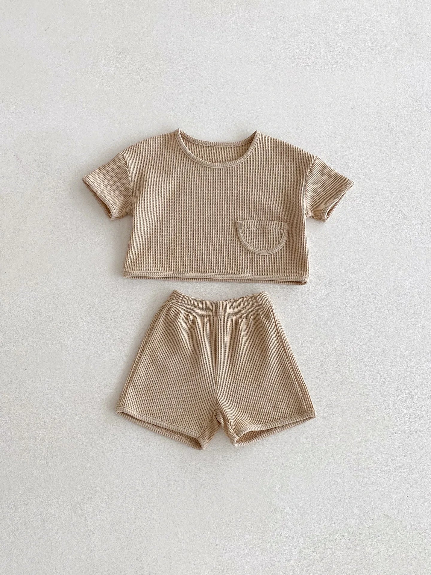 2025 Summer New Baby Short Sleeve Clothes Set Infant Boy T Shirts + Shorts 2pcs Suit Solid Simple Toddler Girl Casual Outfits