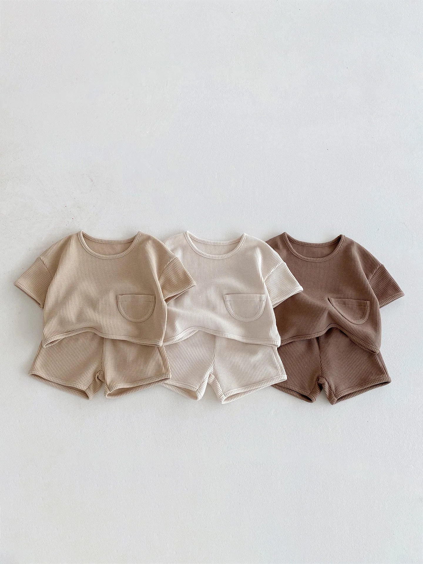 2025 Summer New Baby Short Sleeve Clothes Set Infant Boy T Shirts + Shorts 2pcs Suit Solid Simple Toddler Girl Casual Outfits