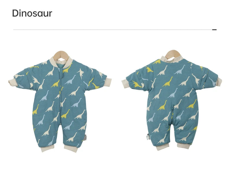 Baby Sleeping Bag Removable Sleeves Winter Warm Kids Sleepwear Baby Pajamas 3-Ways Zipper 100% Cotton Baby Sleepsack 2.5Tog