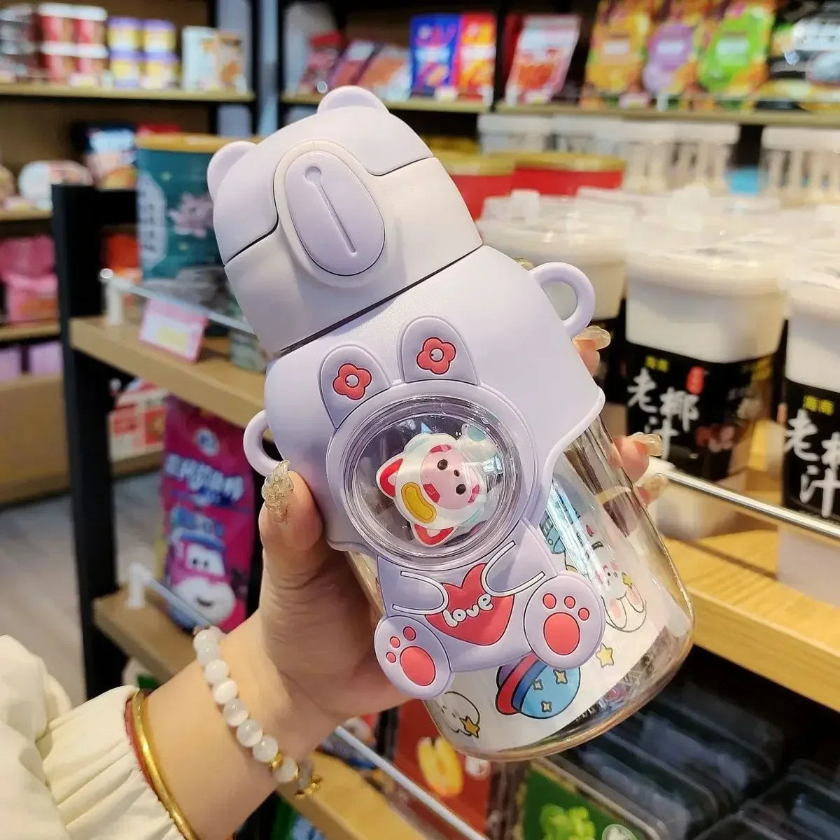600ML Kawaii Summer Children's Water Cup High-value Fall-proof Straw Cup Boys and Cirls Go to School Baby Kettle
